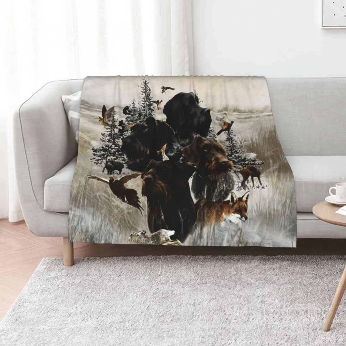 German Wirehaired Pointer , Continental pointing dog Throw Blanket for winter Luxury Luxury Brand Sofas Large Blankets