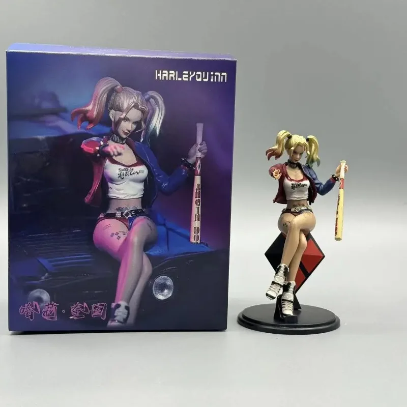 Hot toys DC Anime Joker Woman Harley Quinn Statue Action Figure Toy Comic Q Version  Model Collection With Base Decoration Gifts