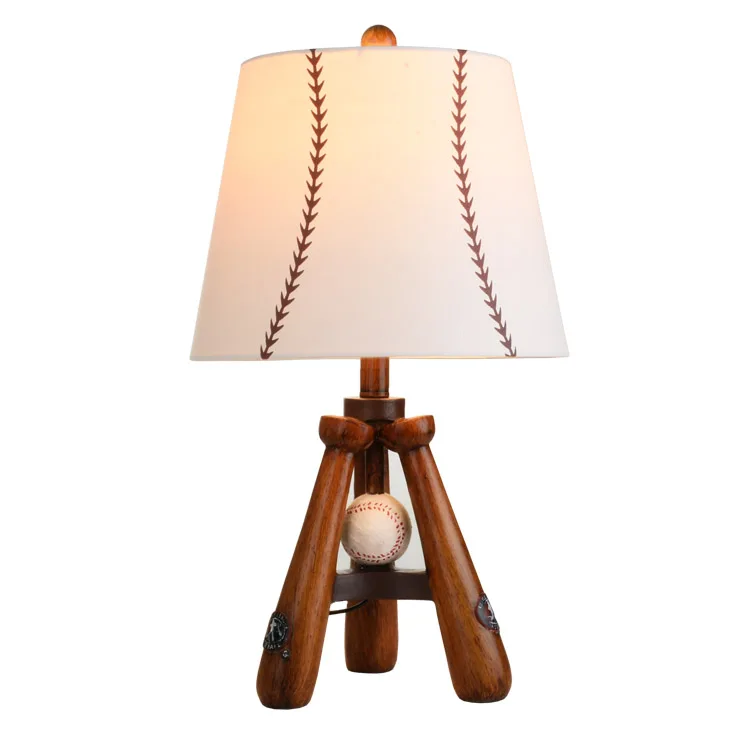 مصباح طاولة بجانب السرير لغرفة المعيشة الأمريكية الإبداعية والدافئة وغرفة الأطفال وغرفة النوم، مصباح طاولة مزخرف لطيف على شكل بيسبول قديم #5