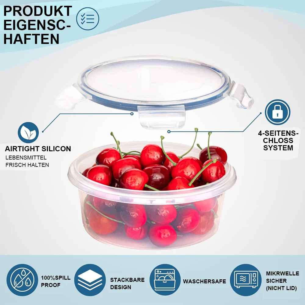 12-teiliges Lebensmittel-Aufbewahrungsbox-Set Frischhaltebox Lunchbox Lebensmittelbehälter mit Deckel für Outdoor-Picknicks Küchenaufbewahrung – Detail 1