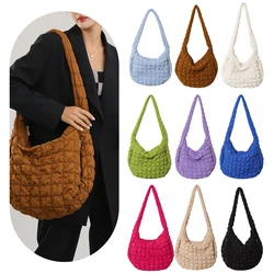 Women Puffer Tote Bag Zippper Quilted Shoulder Bag Lightweight Puffy Crossbody Bag Bubble Satchel Bag Winter Shopper Bag