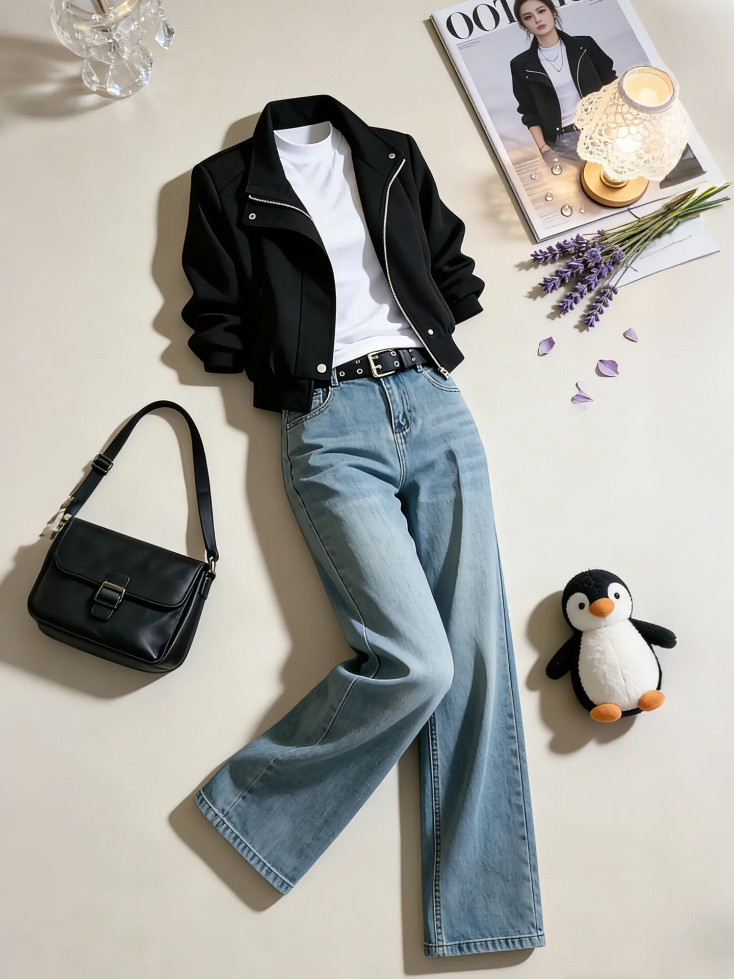 

Black Short Baseball Jacket 2026 New Style Spring Autumn Slimming Women's Commute Fashion Loose Fit Zipper Closure Pure Color