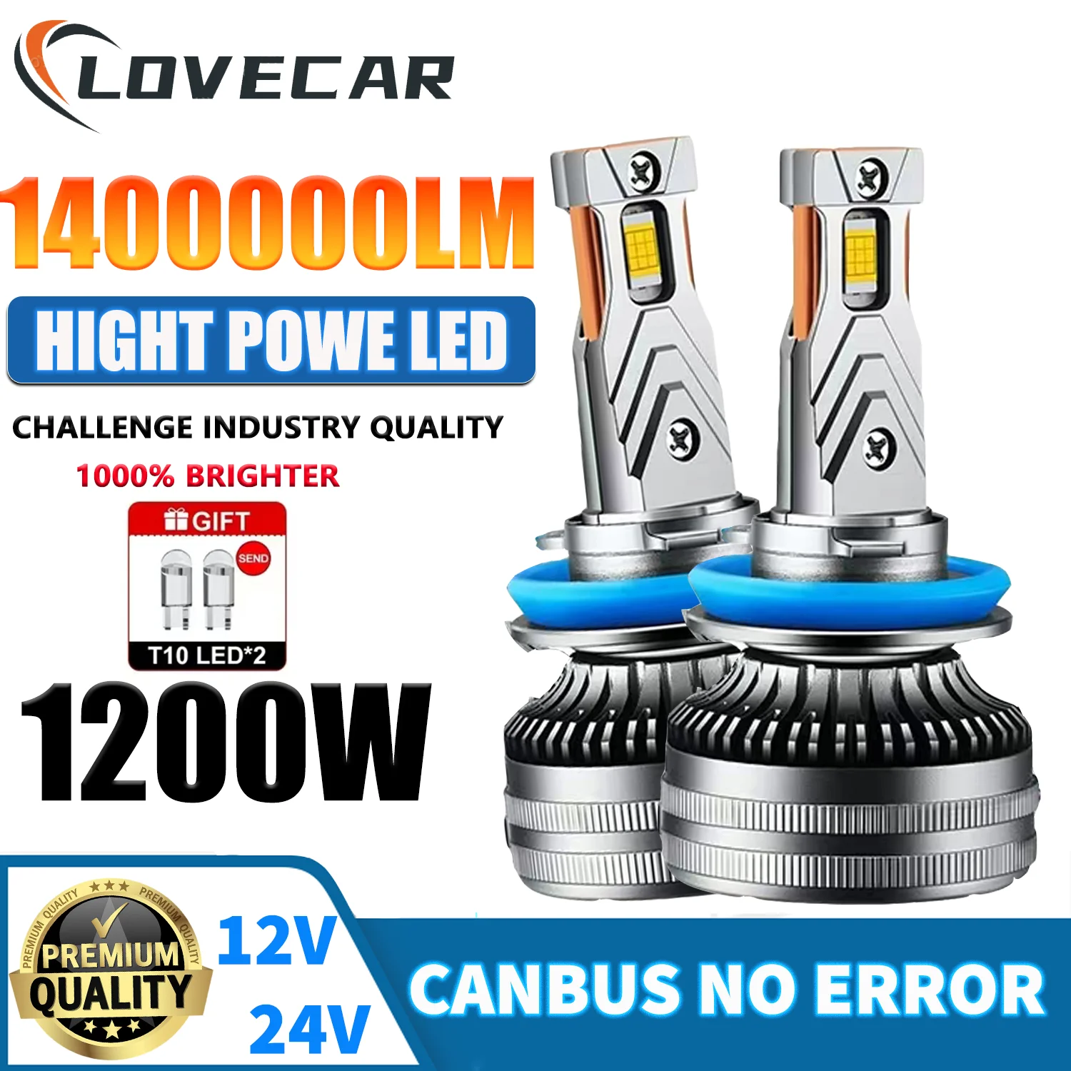 

LOVECAR H11 H7 Car Headlight Bulb Lighthouse H1 H8 H9 HB3 HB4 9005 9006 Canbus12V 24V Super Bright Turbo Lamp 6000K Car Lights