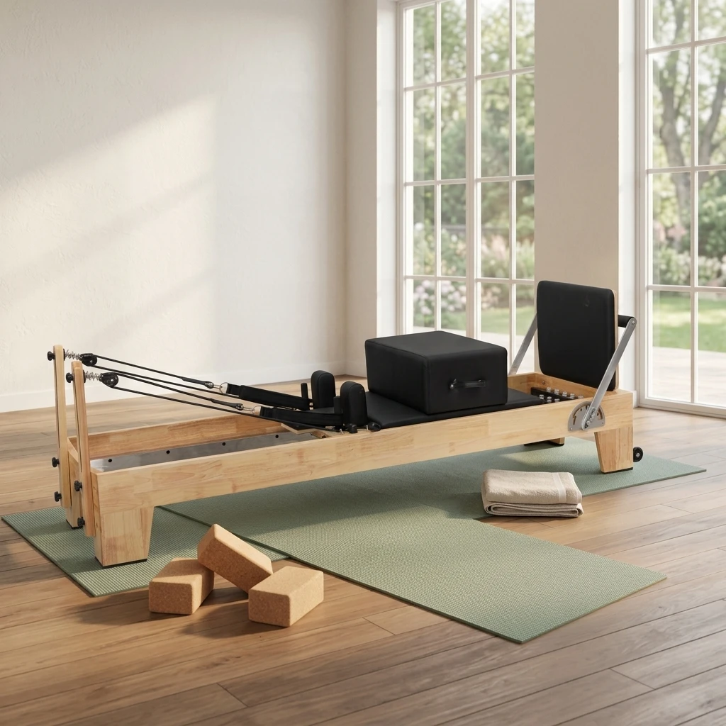 

Commercial Eco-Friendly Oak Wood Durable Pilates Reformer Studio Use Boxed Pilates Bed Equipment Machine