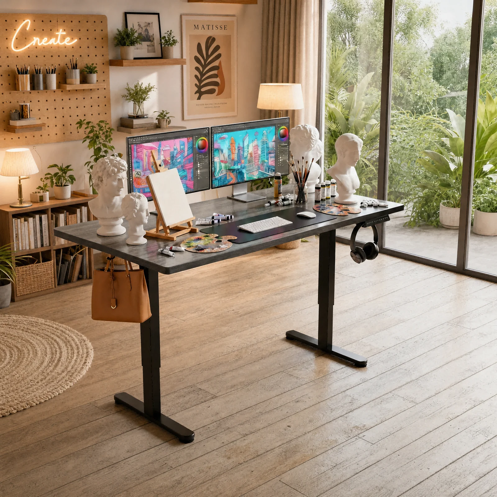 Height Adjustable Electric Standing Desk, 71 X 30 Inches Sit Stand up Desk, Memory Computer Home Office Desk
