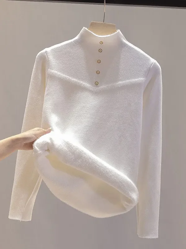 

Женский интегрированный трикотаж Fce Thiened f с высоким воротником, осенне-зимний теплый теплый топ для внутренней одежды