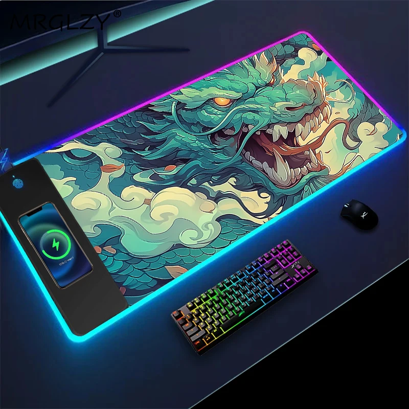 Wireless Charging Mouse Pad Dragon Extended Pad Gaming Accessories Desk Mat Keyboard Office Mousepad Pc Gamer Rug Setup Deskmat