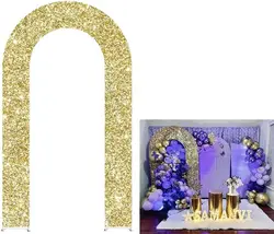 Yellow Flash U-Shaped Arch Cover for Birthday Party Decoration Double-Sided Stretchy Open Arch Backdrop Stand Cover