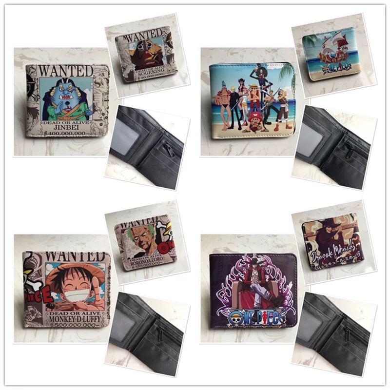 One Piece Anime Figures Foldable PU Wallet Women Men Card Clip Bag Children Cartoons Cosplay Leather Coin Purse Birthday Gifts