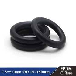 10 pezzi EPDM o-ring CS 5mm OD 15 ~ 150mm resistenza agli acidi e agli alcali resistenza all'acqua resistenza all'attrito o-ring nero