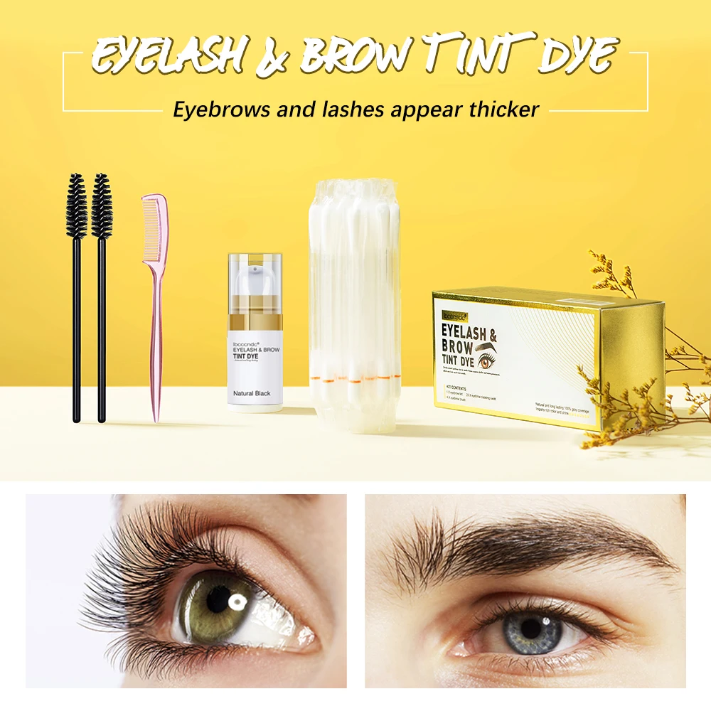 Kit de tinte semipermanente para cejas, Gel tinte para cejas, marrón, negro, tatuaje, crema de tinte con cepillo de Herramientas de limpieza