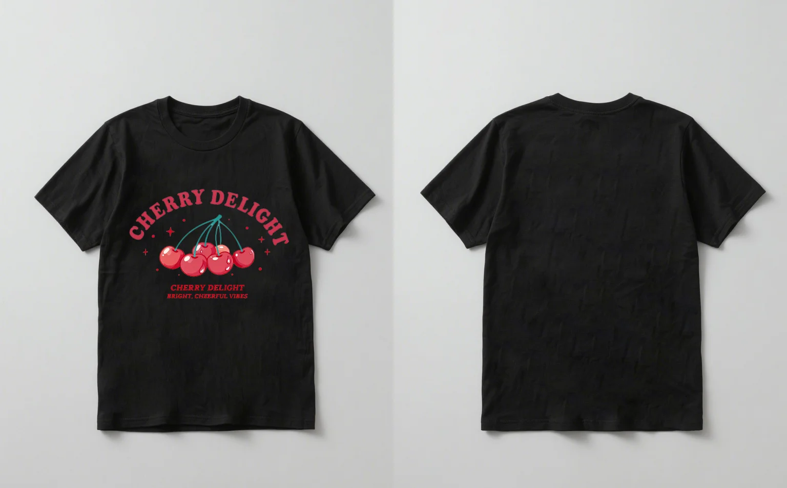 2025年 最新トレンドのおしゃれなチェリージョイプリント半袖Tシャツ カジュアルなラウンドネックトップス