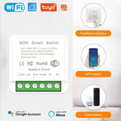 NEW Tuya Smart Life WiFi mini Smart Switch Alexa Google App/voice Remote Control 2-way control diy Switch module 16A