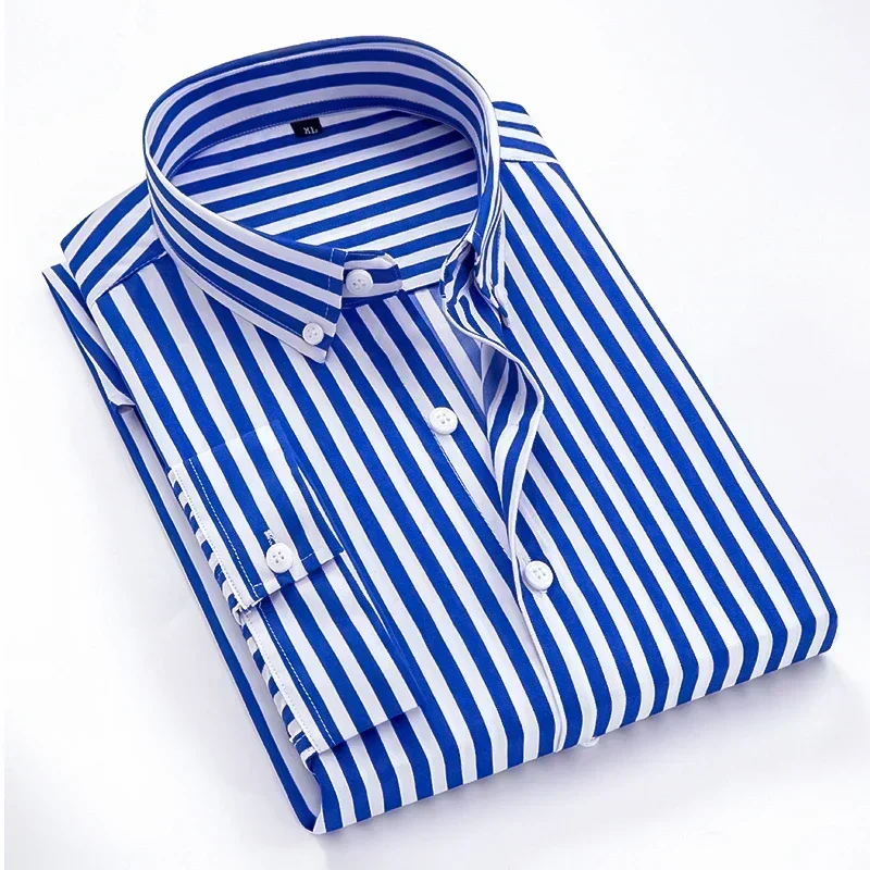 Classic Men‘s Long Sleeved Striped Casual Shirt Slim Fitted Men Cotton Business Formal Shirt