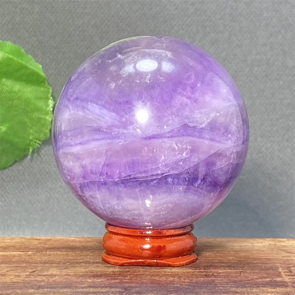 Natural Gemstone Colored Fluorite Crystal Ball Polished Reiki Massage Energy Sphere Chakra Witchcraft Home Decor + Base