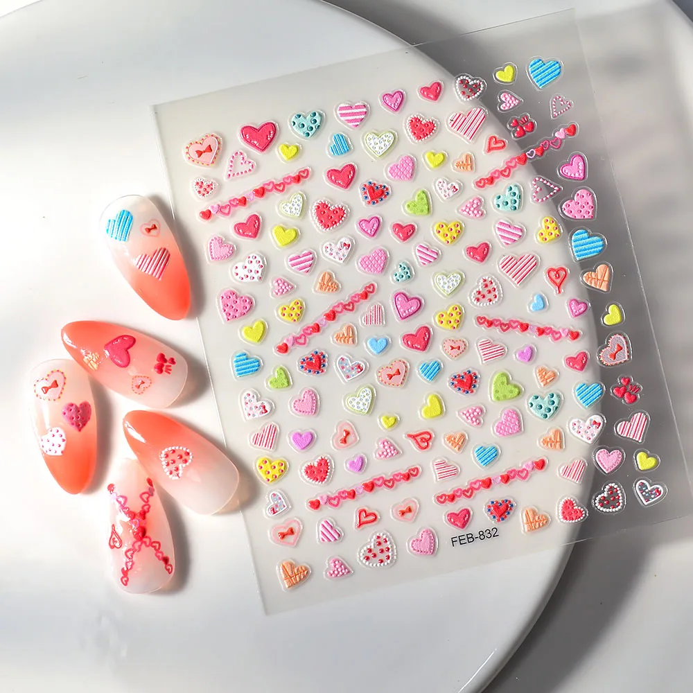 1PCS 5D New Valentine's Day Nail Sticker Y2K Tulip Flower Nail Supplies Nail Supplies Bohemian Bow Necklace Nail Art Accessories