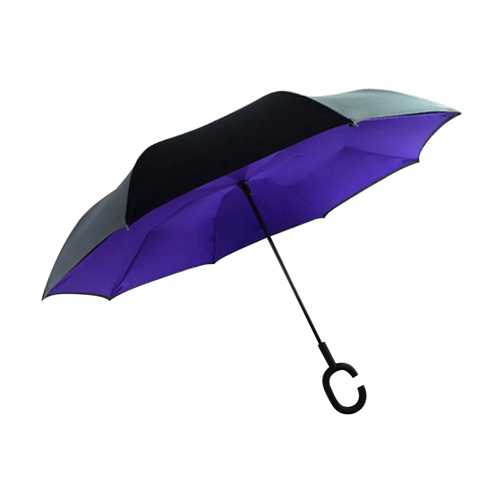 C Handle Windproof Reverse Folding Umbrella Man Women Sun Rain Car Inverted Umbrellas Double Layer Anti Uv Self Stand Parapluie