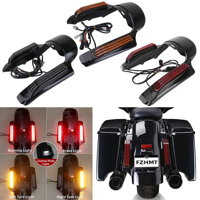 

Motorcycle Rear Fender Extension Fascia LED Light Set For Harley Touring CVO Street Road Electra Glide Special Road King 2009-UP