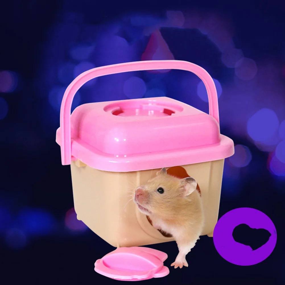 Mini Handheld Cage for Hamster Travel Carry Plastic Small Pets Carrying Cases Breathable Durable Pet Carrier Box for Sightseeing