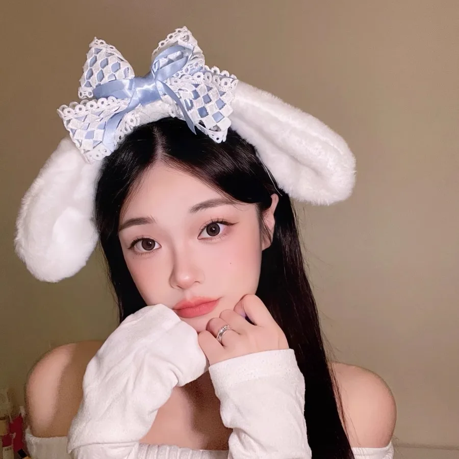 Kawaii Series Plush Headband Kuromi My Melody Cinnamoroll Dog Anime Cute Cartoon Plush Ear Headband Hair Accessories Gift