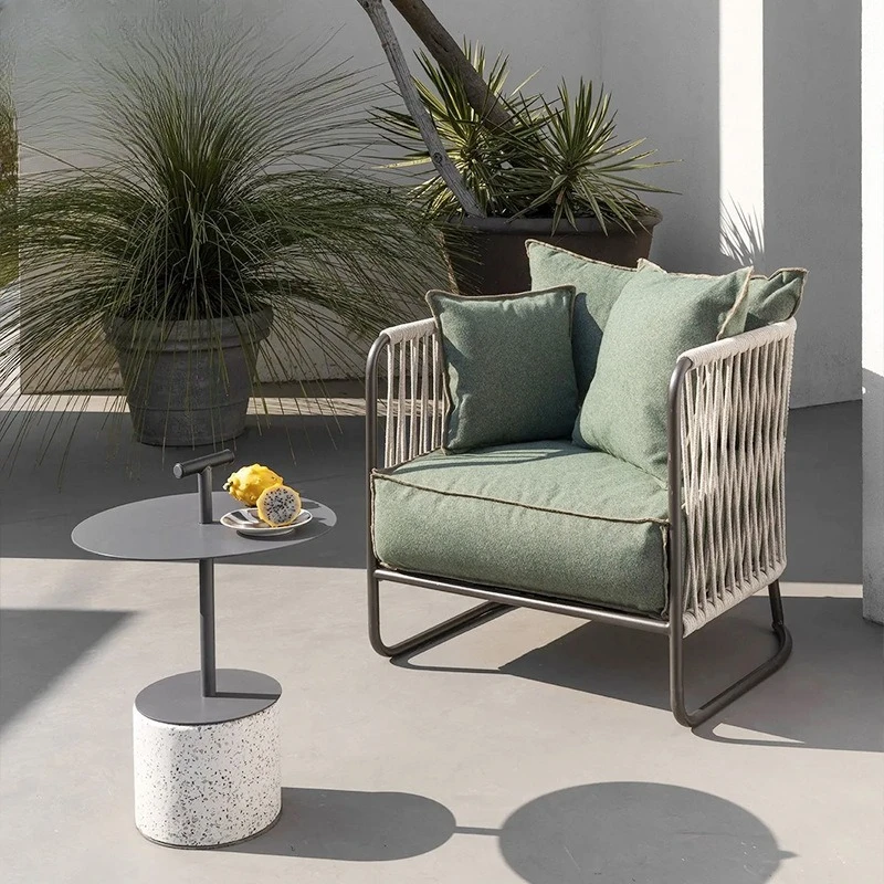 Outdoor sofa combination Nordic leisure modern villa hotel garden waterproof sunscreen coffee table teak aluminum alloy