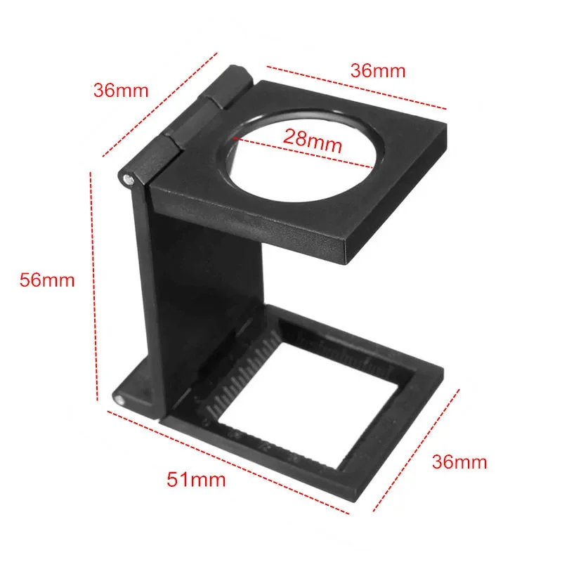 28mm Magnifier 10X Mini Folding Microscope Loupe with Scale for Textile Optical Foldable Magnifying Glass Lupa Tool