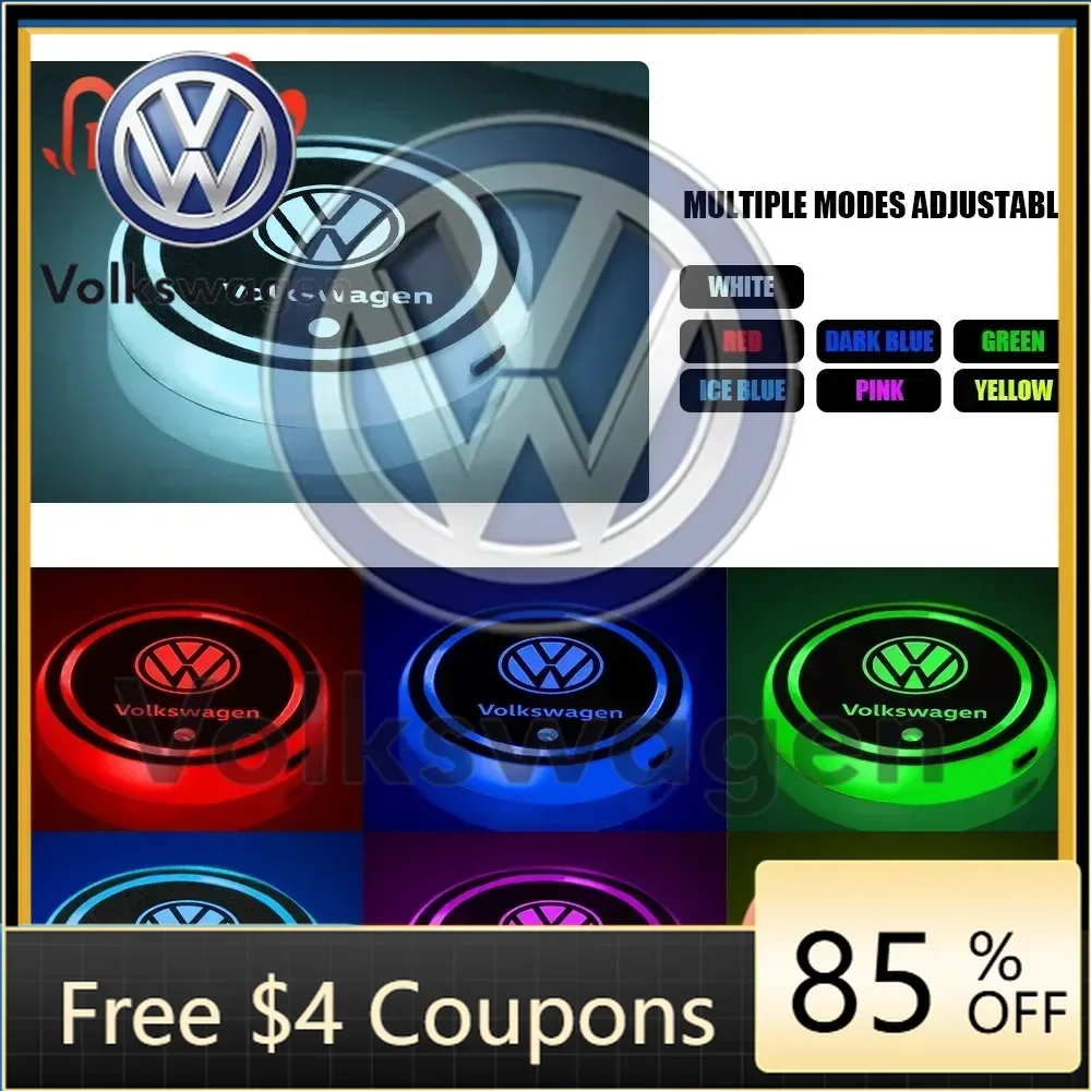 

Для VOLKSWAGEN: 2 шт. 7-цветные подставки для стаканов с подсветкой для Volkswagen VW Golf 6 7 MK4 TSI TDI Magotan B5 B6 B7 GTD Touareg