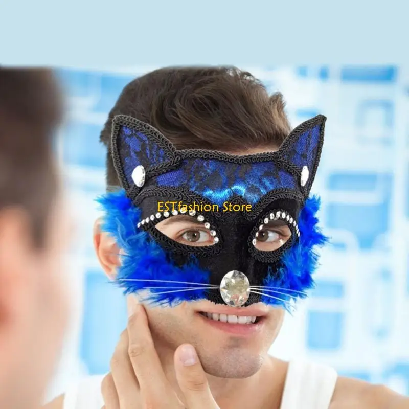 Y5gc máscara gato renda sexy máscara máscara renda sexy máscara cosplay halloween meia face