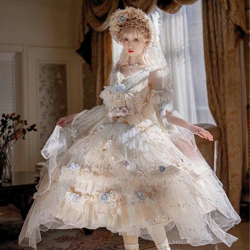 Sweet Lolita  Dress Women Victorian Vintage Palace Forest Dancing Party Princess Dresses Girls Chic Lace Ruffles Fairy Dress