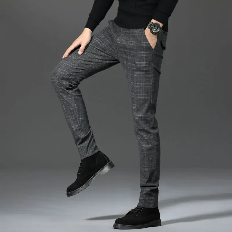 

Spring and Summer Casual Trousers Korean Style Trendy Pants Straight Slim Fit Versatile Plaid Striped Pants