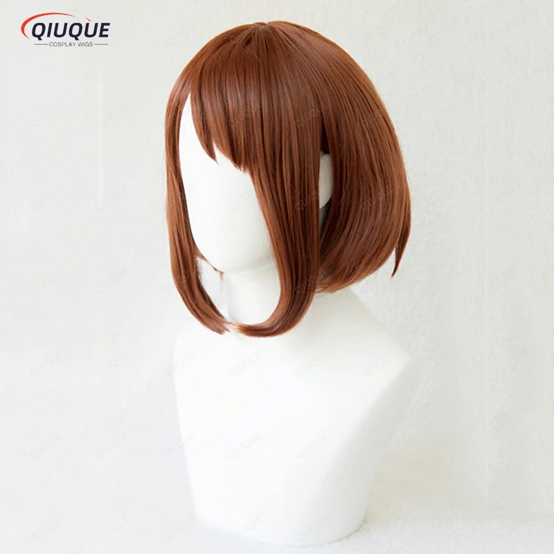 Anime Uraraka Ochako Shinsou Hitoshi Shoto Todoroki Short Brown Bobo Heat Resistant Cosplay Costume Wig + Free Wig Cap