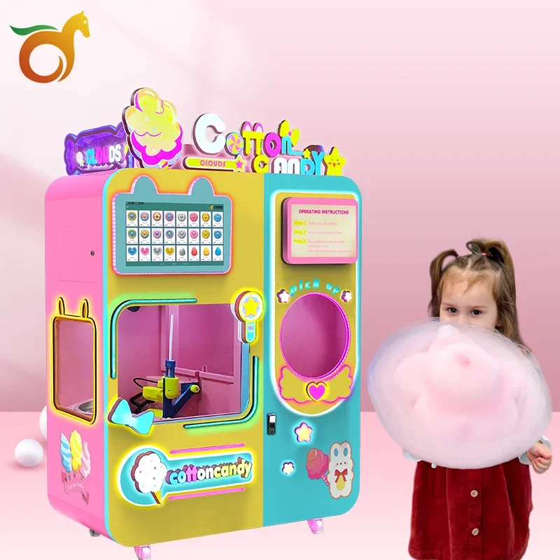 high profit make money exclusive diy function full automatic cotton candy vending machine