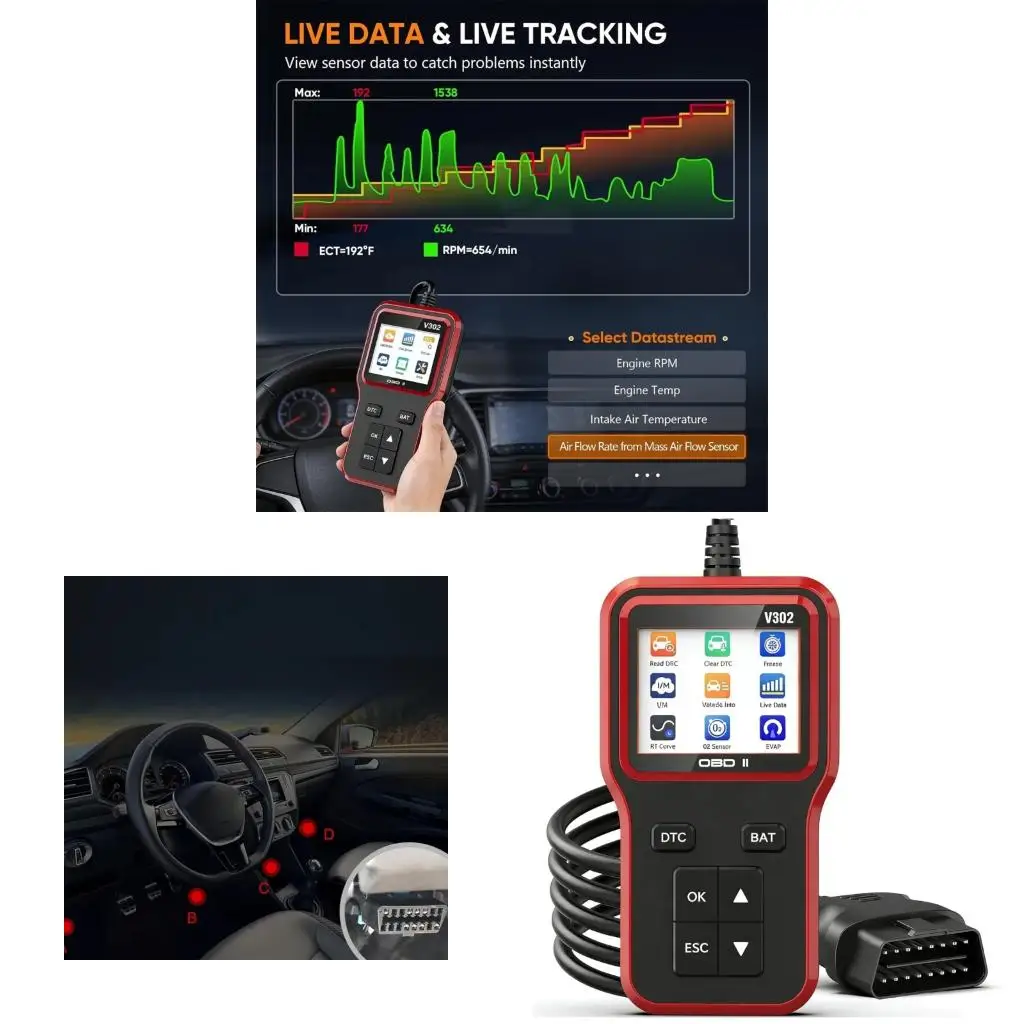  Full Color Display OBDII Diagnostic Scanner Works On Car Trucks SUVs Light Duty