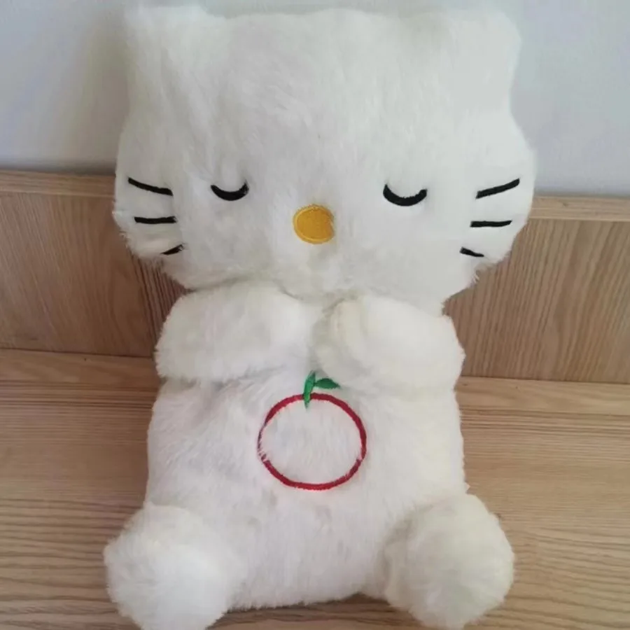 In stock! New glowing breathing white cat baby sleeping music early education hot selling plush doll