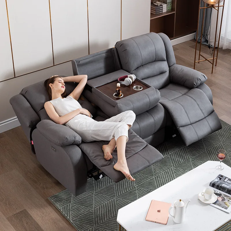 luxury modern living room functional manual massage home theater Sectional recliner L shape lounge chaise electric recliner sofa