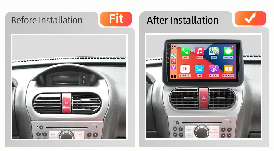 AWESAFE 9-Zoll-Android-Radio für Opel Combo Corsa Tigra 2001-2011, kabelloses CarPlay & Android Auto, GPS-Navigation, Multimedia, Unterstützung für Lenkradsteuerung, Subwoofer, Verstärker, Rückfahrkamera, mit CAN-BUS Plug-and-Play, DAB+ Digital-Autoradio, 2-DIN-Autoradio-Stereoanlage – Detail 3