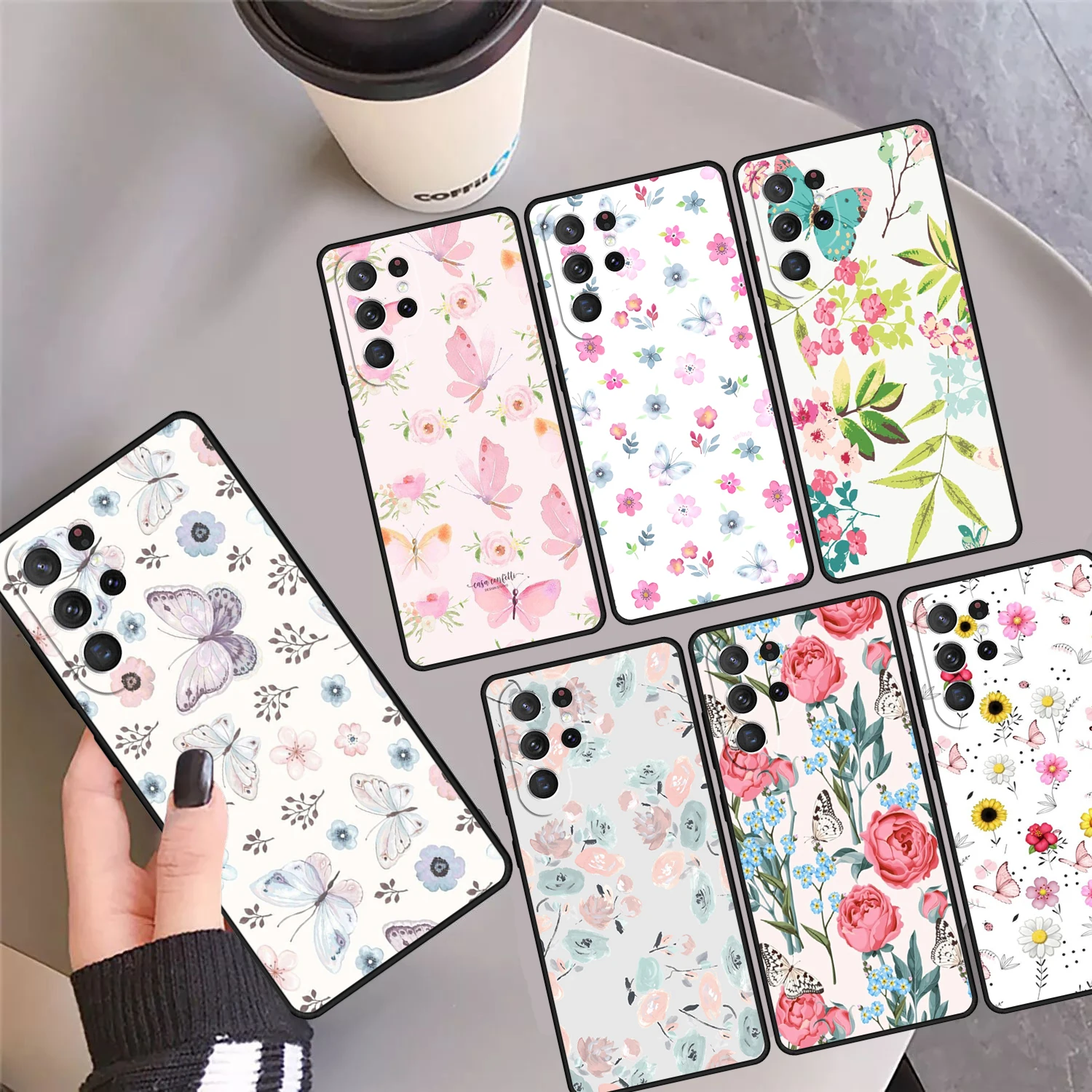 BUTTERFLY FLORAL PATTERN COLLECTION Phone Case Cover For Samsung S24 Ultra 23 S22 Plus S21 FE S20 S8 S9 S10 Note 10 Pro 20