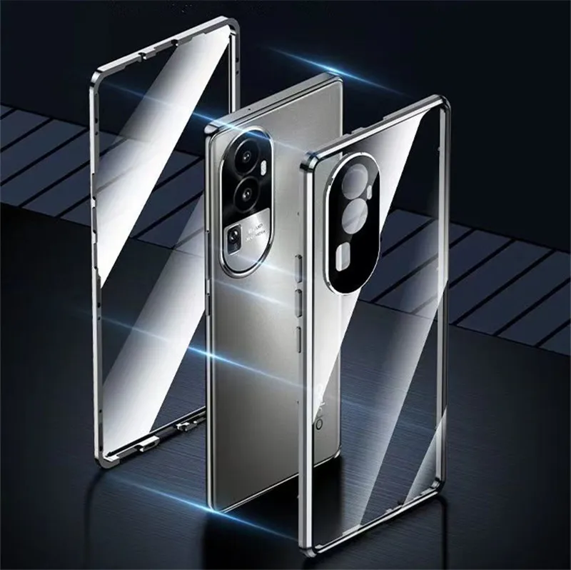 Tempered Glass Case For Oppo Reno 10 pro Plus Magnetic Adsorption 360 Double Sided Transparent Protection Cove