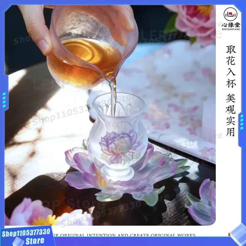 Xinyuantang Twelve Flowers Goddess Glazed Tea Cup Set with Holder Large Ceramic Gift Box Traditional Chinese Style Drinking