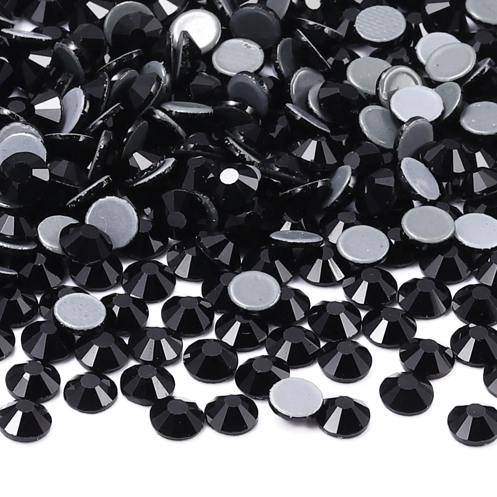 

SS3-SS50 Black Glass Rhinestones Multi-Size High Quality Flatbase Crystal For Nail Art Crafts Wedding Dress DIY Decoration