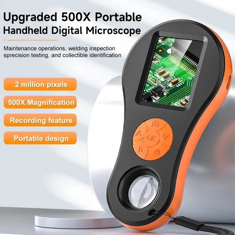 Digital Magnifier 2MP Video Portable Microscope 2.0'' Screen 8LEDs With Magnifying Glass Coin Examine PCB Repair For Windows/Mac