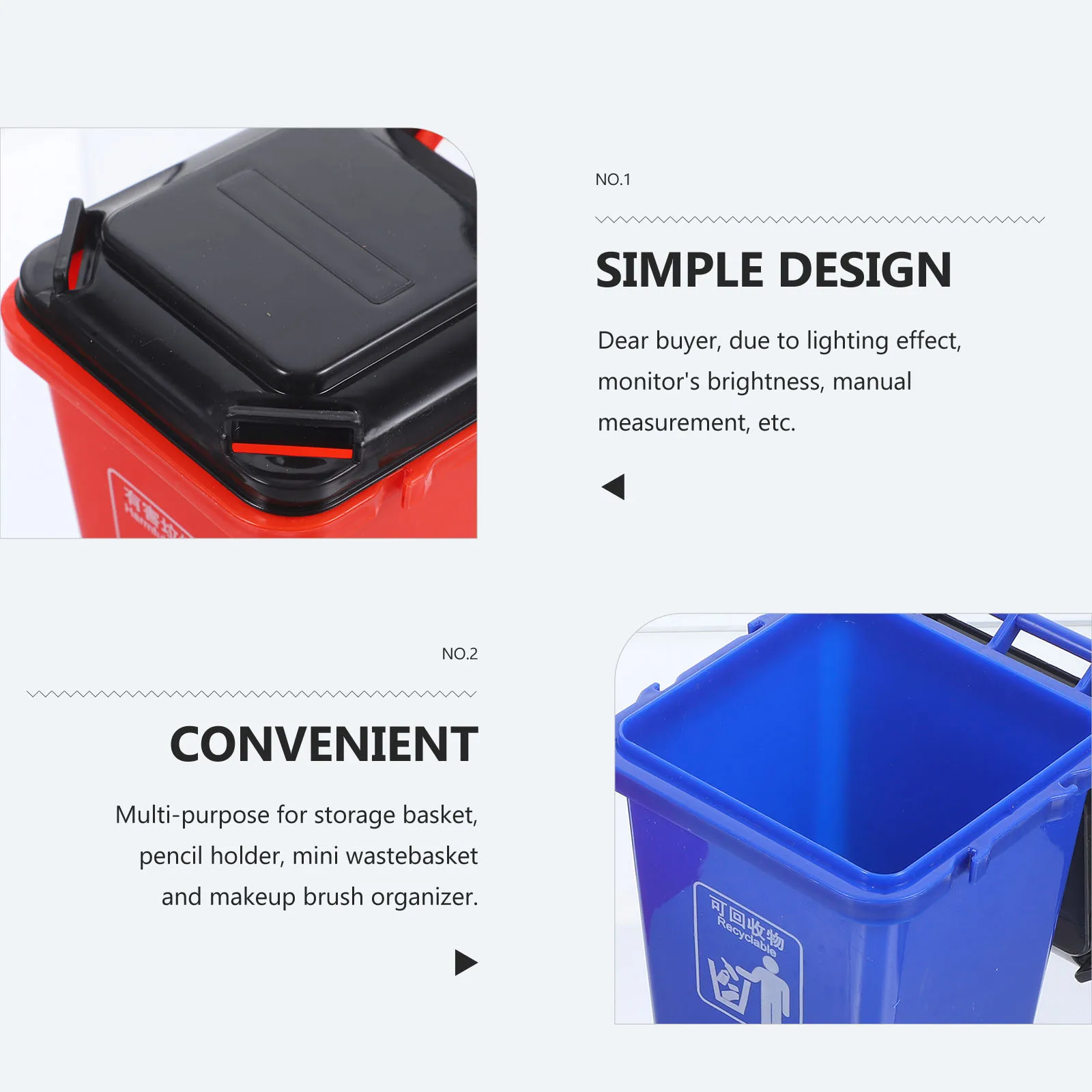 

2Pcs Creative Desktop Trash Can Pen Holder Pencil Organizer Storage Box Stationery Holder Office Desk Essentials