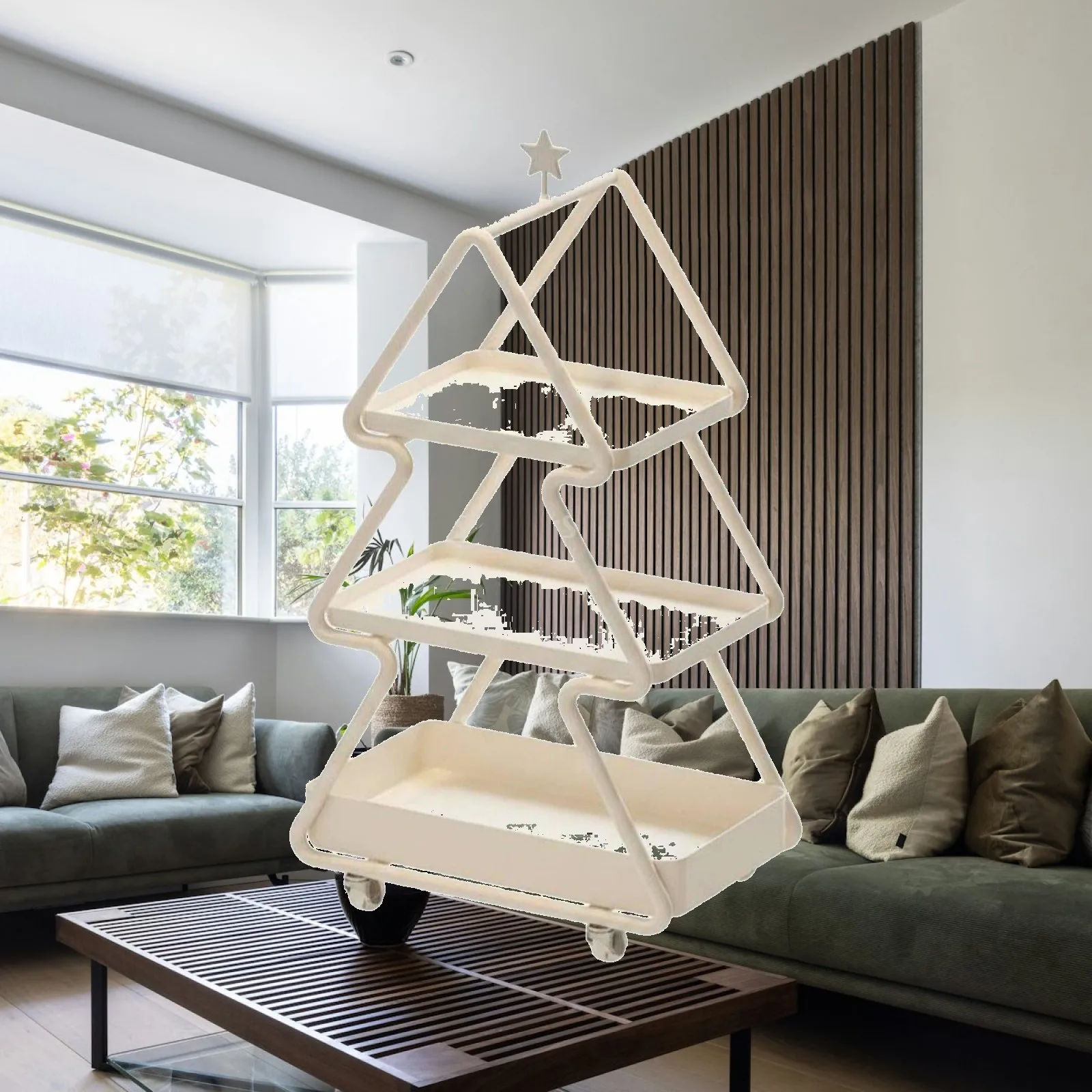 Heavy Duty Metal Frame Rolling Cart with Marble Finish 3 Tier Storage Shelf for Sofa Cabinet Living Room Organization