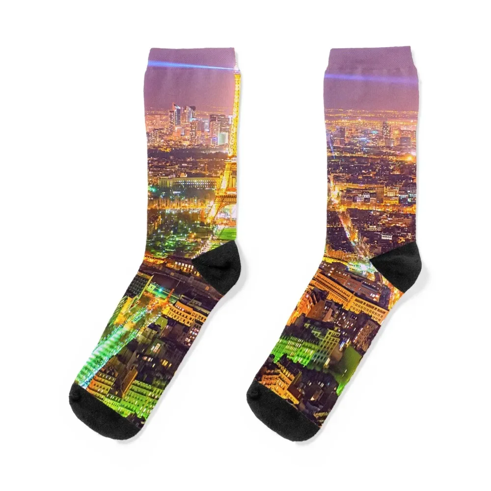 

Eiffel tower paris night Socks FASHION New year's heated Women Socks Men's