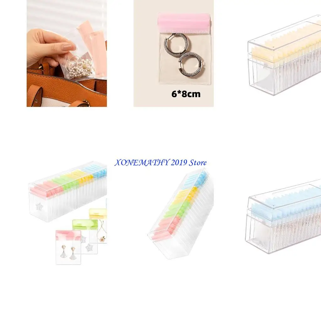 

F42F DustPray Dewelry Display Case с 20 пакетами из ПВХ кольца кольца кольца для сумок организатор ювелирные изделия для женщин