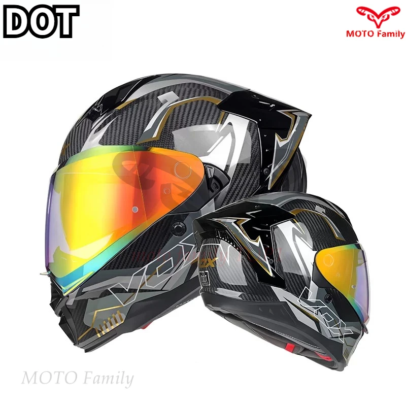 F605 Explorer Ultra Light Carbon Fiber Composite Shell Large Vision Double Mirror Defense Helmet 3k 12k Carbon Fiber Full Helmet