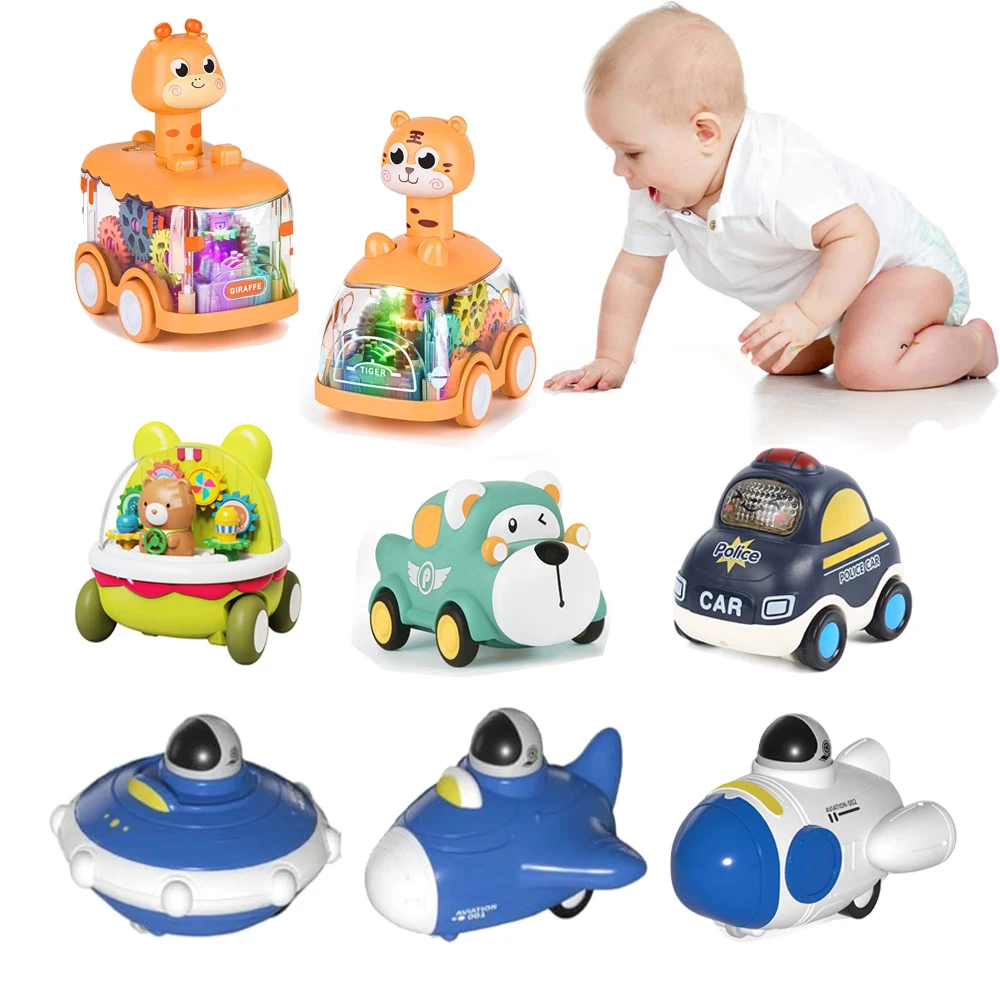 Baby Animal Car Toys Toddler Press and Go Cars Pull Back Car Light Up Toys Wind-up Cars for Kids 1 2 Year Old Boy Birthday Gifts