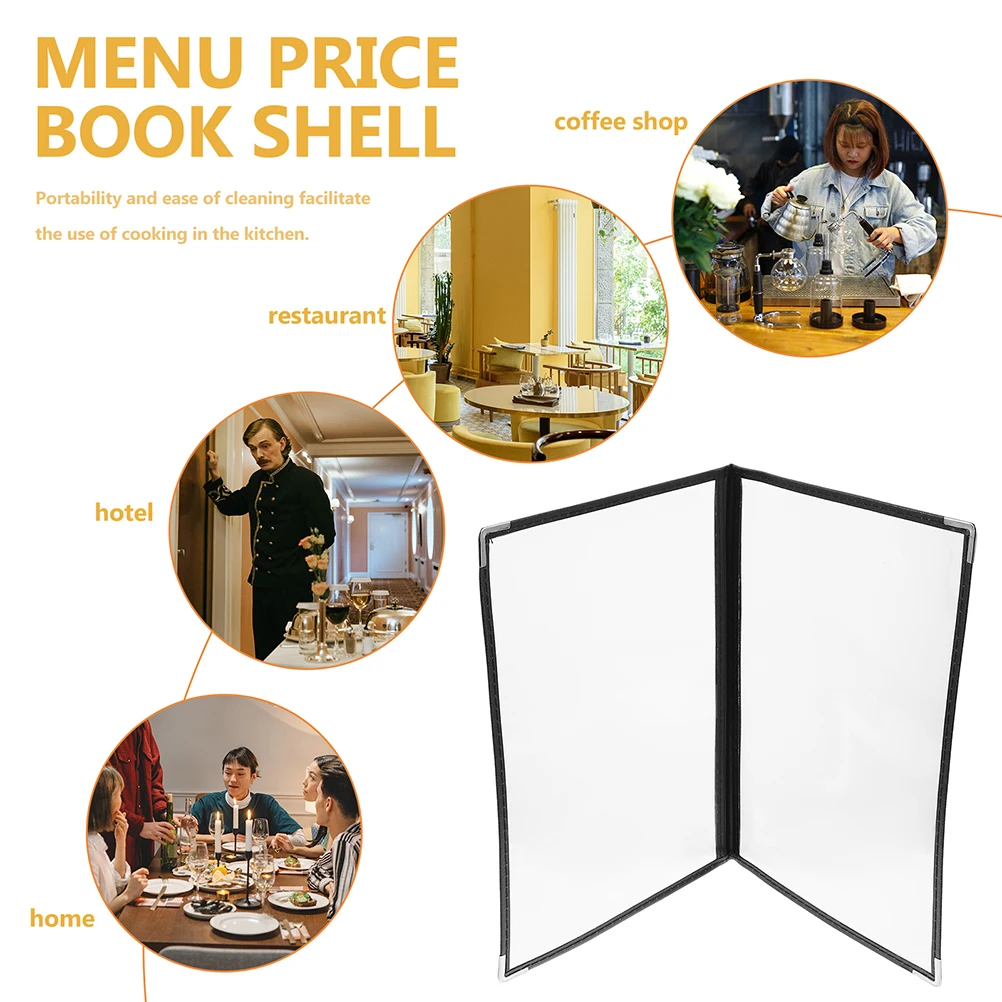 

2 Pcs Menu Covers Kitchen Binder Loose Leaf Ring Folder Portable Restaurant Holder Clear PVC Personal Planner Exquisite Supplies