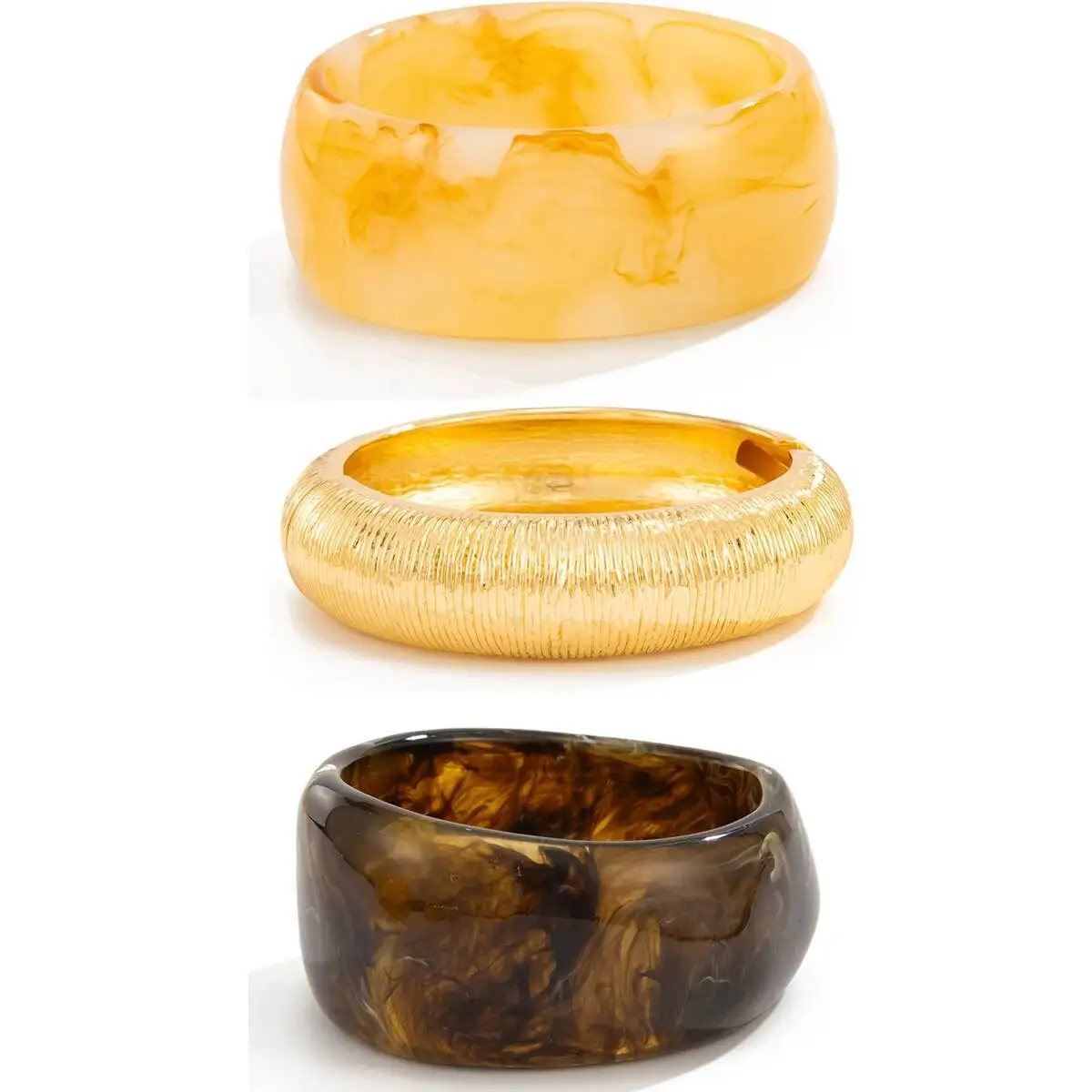 Bracelets larges et épais en résine acrylique géométrique vintage IngeSight.Z 3Styles pour femmes 2026, bracelets ronds géométriques punk, bijoux steampunk