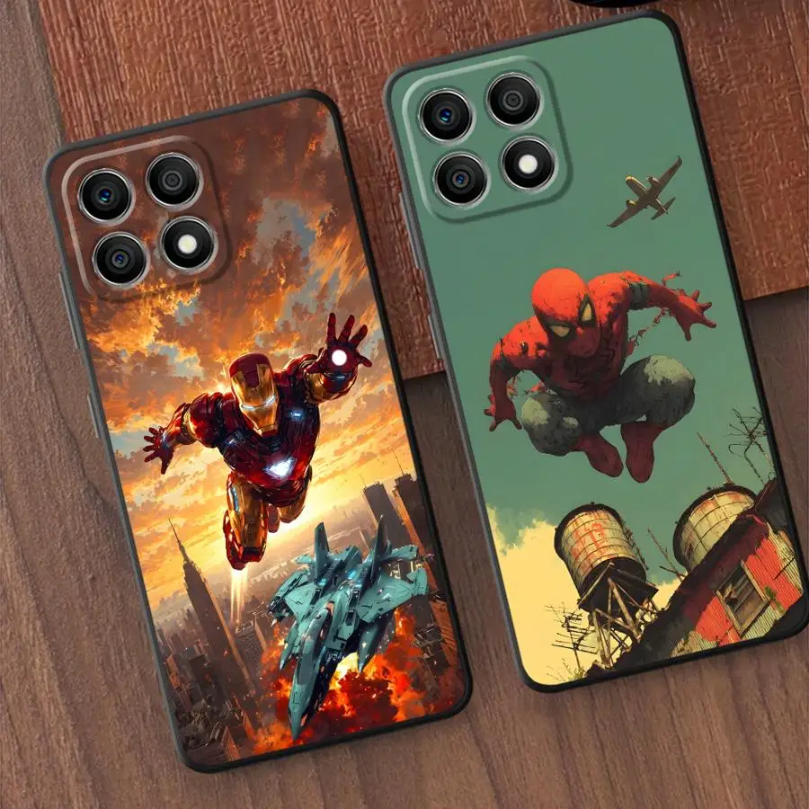 حافظة لهاتف Honor 8X X5b 70 Magic5Lite X6 X8 X9a 200 400 Lite 90X7 من Marvel Iron Man Spider Man باللون الأسود الناعم
